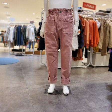 페이퍼 백 우븐 밴딩 팬츠