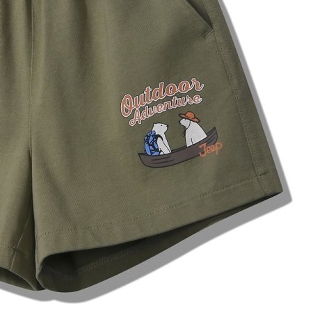 지프키즈 여아 곰프린트 셋업 5부팬츠