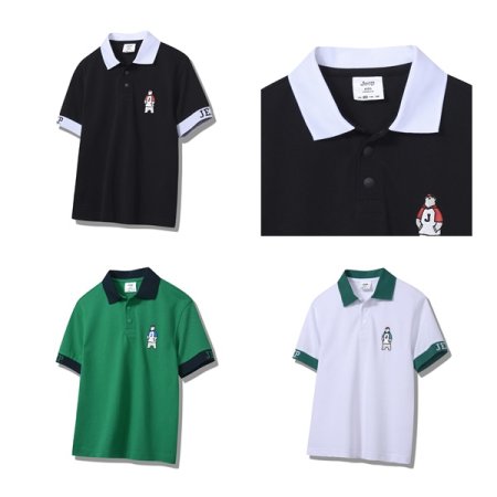 지프 베어 배색요꼬립 PK티셔츠