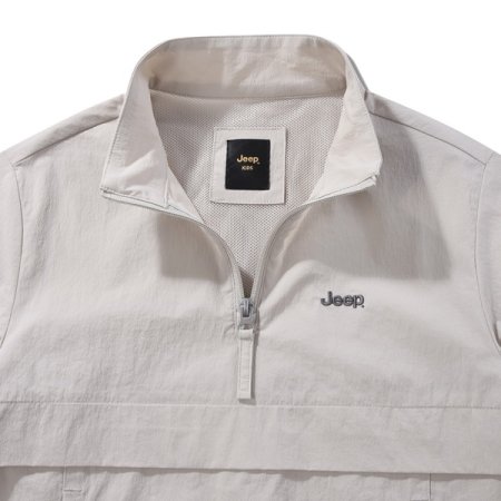 반팔 밴드넥 아노락 베이지