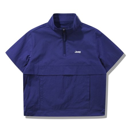 반팔 밴드넥 아노락 다크블루