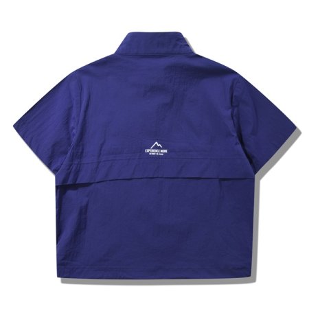 반팔 밴드넥 아노락 다크블루