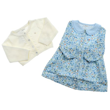 마리블루플라워원피스가디건