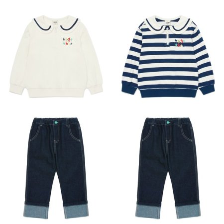 카라 맨투맨 청바지 상하세트 택1