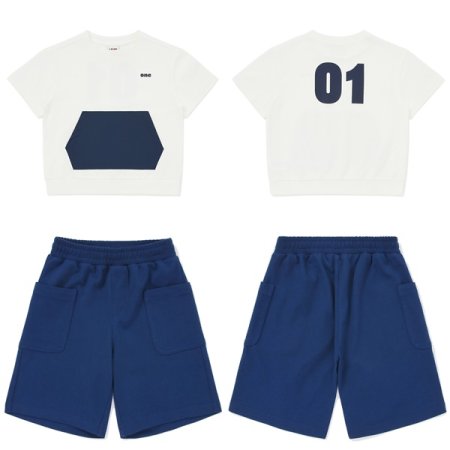 컬러배색 포켓 반팔 상하세트 택1