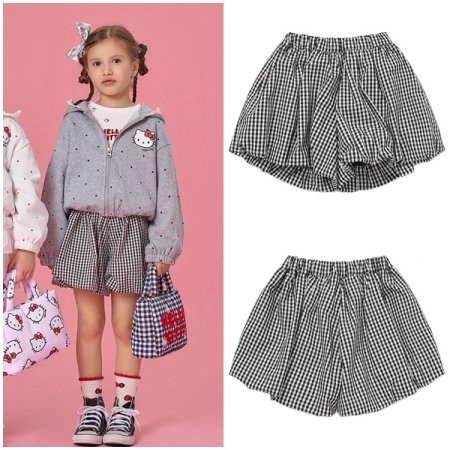 벌룬 체크 팬츠 BK