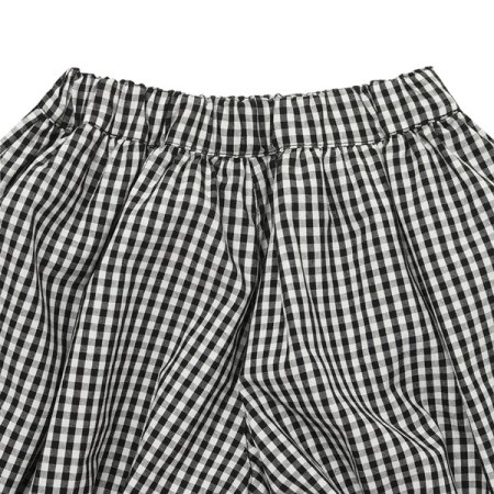 벌룬 체크 팬츠 BK