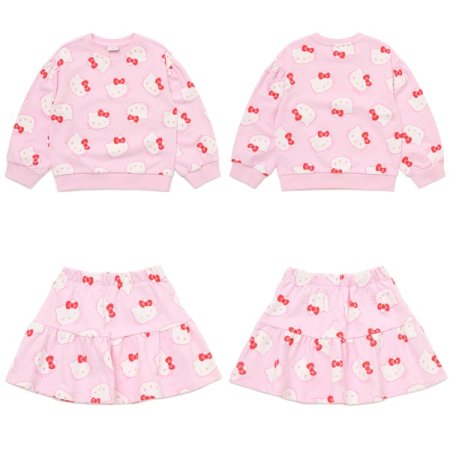 헬로키티 패턴 맨투맨 스커트 상하세트