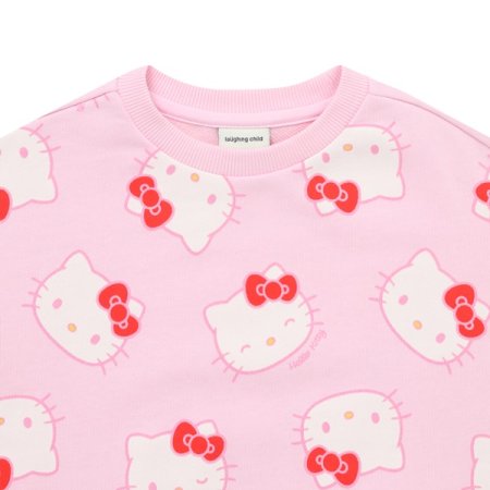 헬로키티 패턴 맨투맨 스커트 상하세트