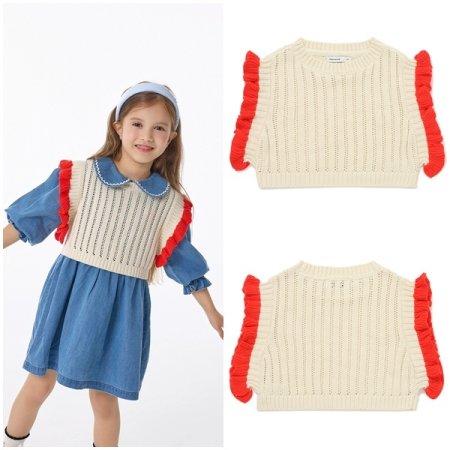 프릴 니트 조끼 CR