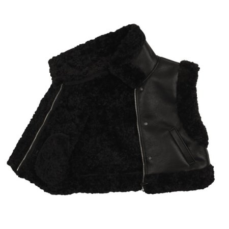 블랙 크롭 무스탕 베스트