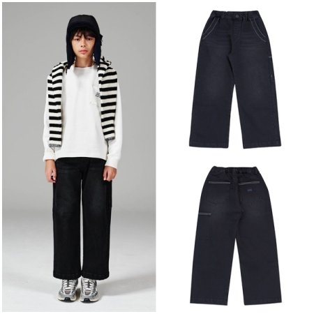 배기핏 블랙 데님 팬츠