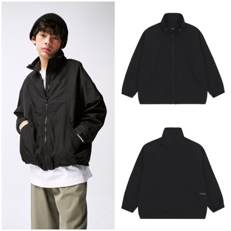 하이넥 블랙 화섬 점퍼