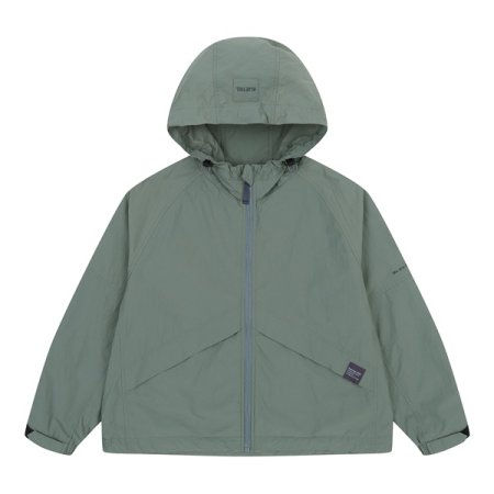 라이트카키 후드 화섬 점퍼