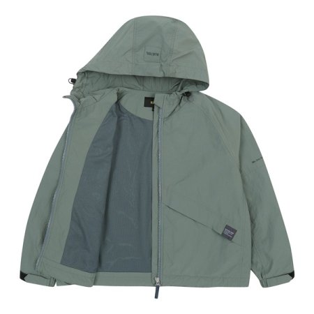 라이트카키 후드 화섬 점퍼