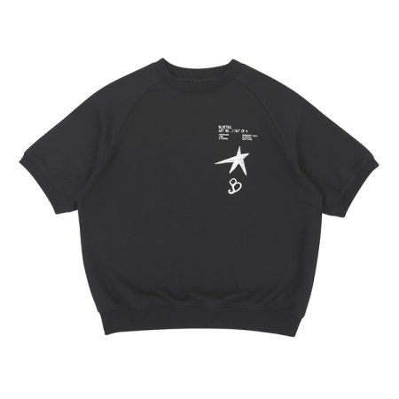 블랙 레글런 반팔 맨투맨 티셔츠