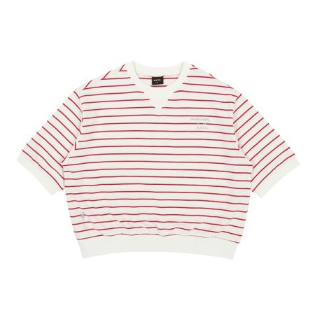 레드 스트라이프 반팔 맨투맨