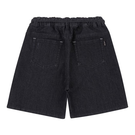 블랙 데님 벨트 쇼츠