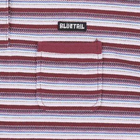 스트라이프 카라 와인 크롭 반팔티셔츠