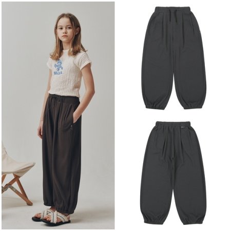 브라운 골지 와이드조거 다이마루 팬츠