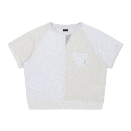 배색 절개 테리 레글런 반팔 티셔츠