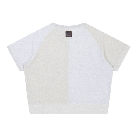 배색 절개 테리 레글런 반팔 티셔츠