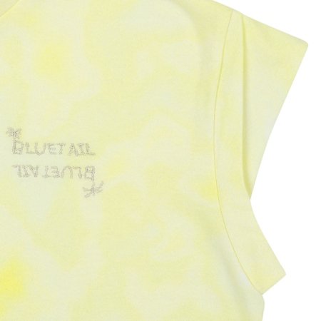 옐로우 다잉패턴 꼬임소매 반팔티셔츠