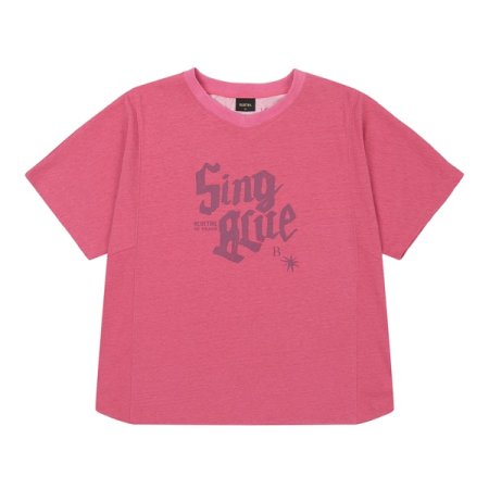 레드 절개 오버핏 반팔 티셔츠