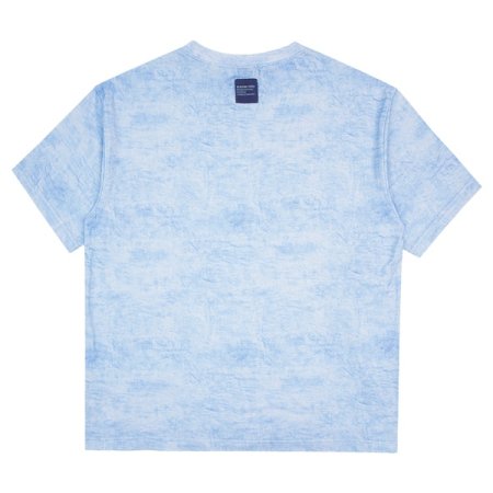 나염 프린팅 스카이 블루 반팔 티셔츠