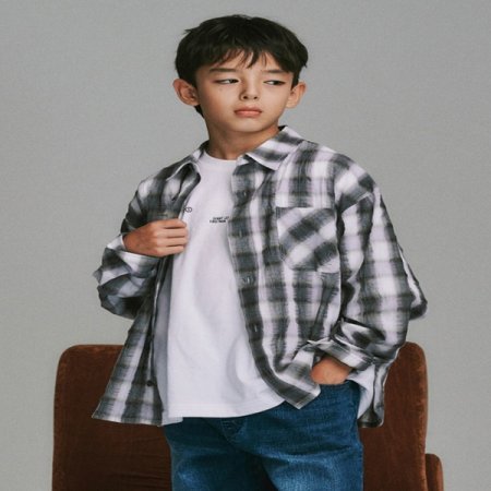 그레이 체크 셔츠