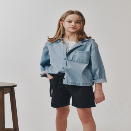 해지데님 후드 셔츠