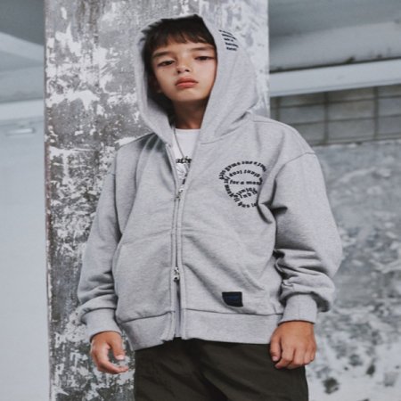 멜란지그레이 포켓 후드집업