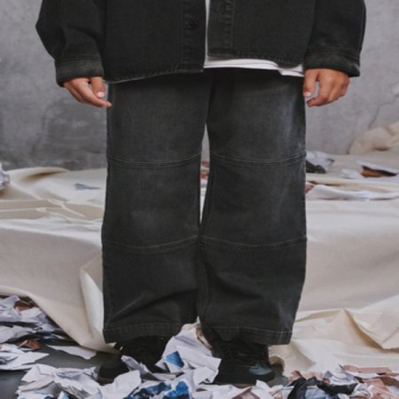 그레이 절개 데님 팬츠