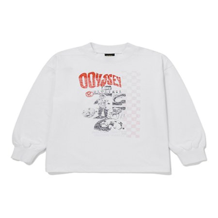 화이트 가로 절개 긴팔 티셔츠