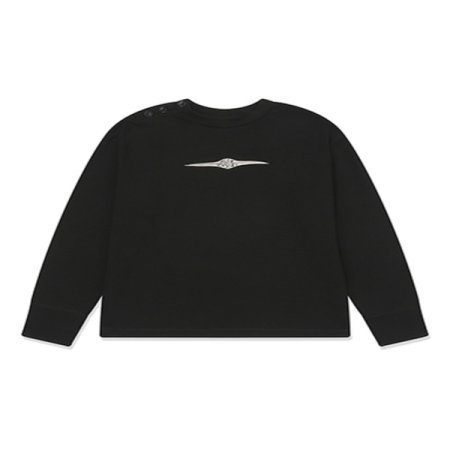 버튼 디테일 블랙 티셔츠기모