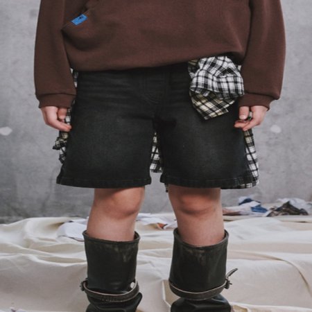 블랙 데님 반바지