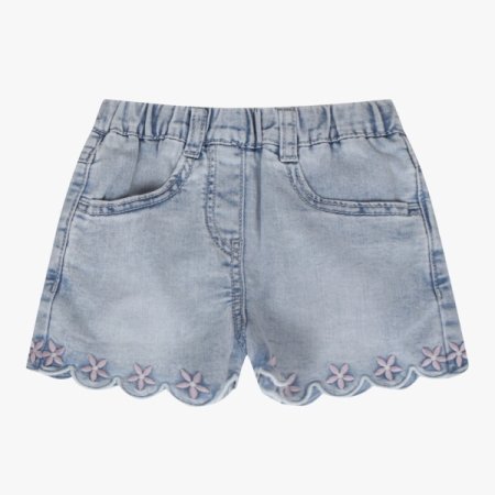 꽃 스칼럽 데님 반바지