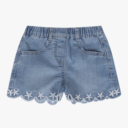 꽃 스칼럽 데님 반바지