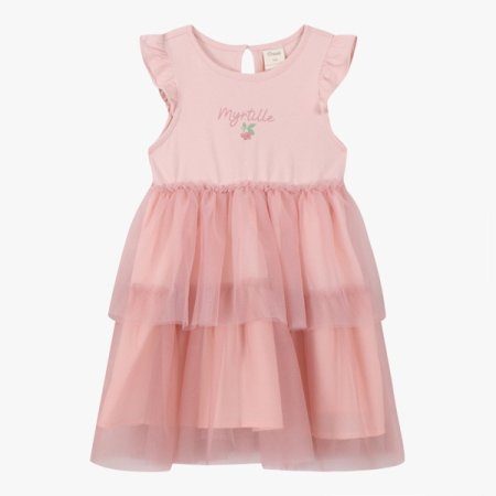 치크 니트믹스 망사 캉캉원피스