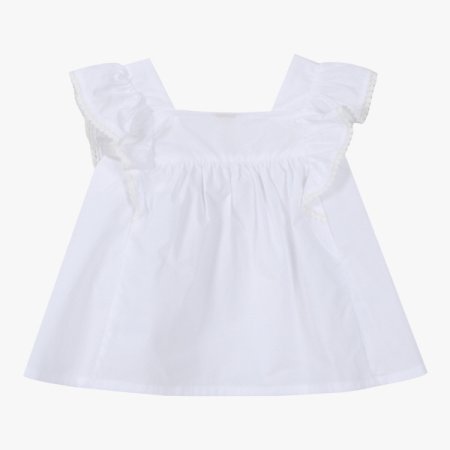 스모킹 자수 블라우스