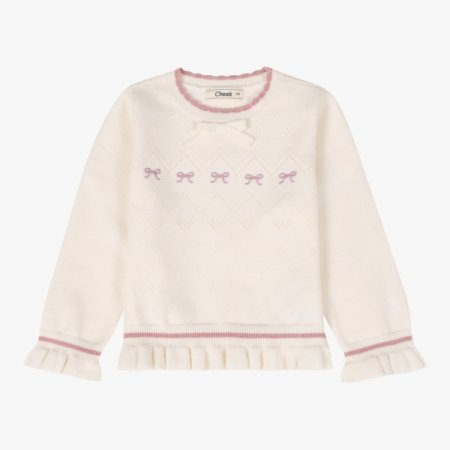 리본 자수 풀오버 티셔츠