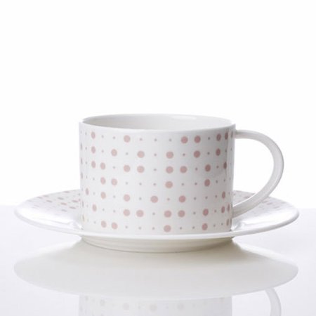 레트로 핑크그레이 도트 커피잔