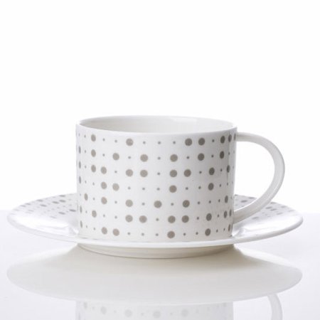 레트로 핑크그레이 도트 커피잔