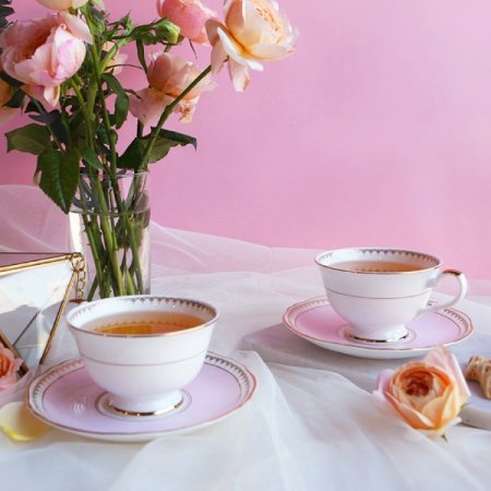 로얄스위트오렌지파스텔핑크 커피잔세트