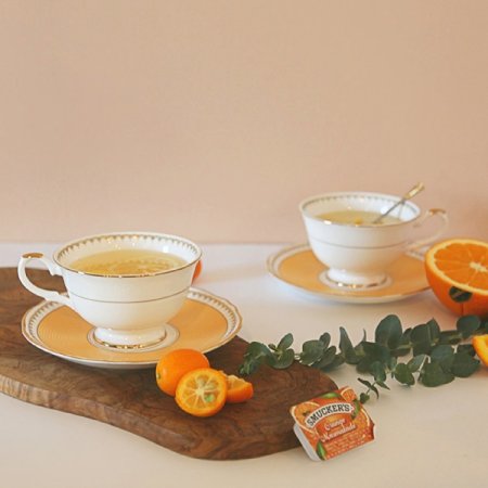 로얄스위트오렌지파스텔핑크 커피잔세트