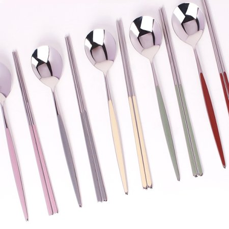 국산스텐 타원 세라믹 컬러수저 5벌
