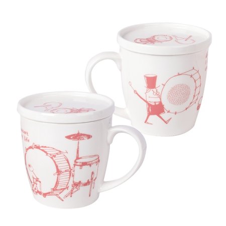 뮤지컬 화이트 뚜껑 머그컵 세트