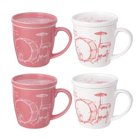 뮤지컬 4인 뚜껑 머그 세트