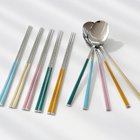 육각 세라믹 컬러 수저 5벌 세트