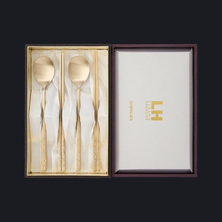 리한 조각 매화 방짜 유기 부부수저